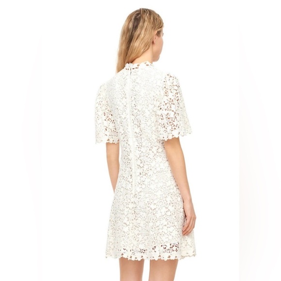 Rebecca Taylor Women’s Delicate Lace Dress Short Sleeve Fit & Flare Creme Size 2 - Picture 2 of 11